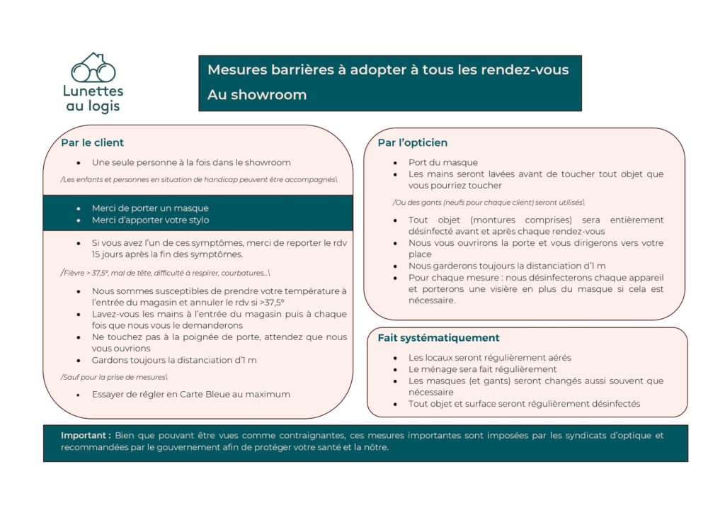 opticien pendant coronavirus